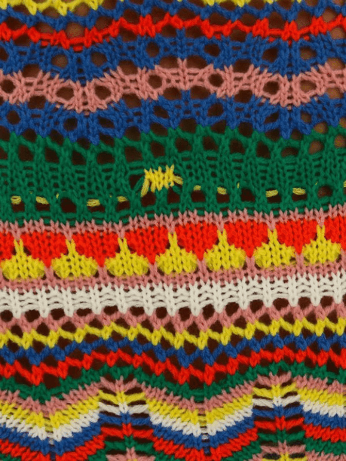 Rainbow Stripe Crochet Knit Sweater - Y2K Aesthetic Coquette Style for Women's Fashion