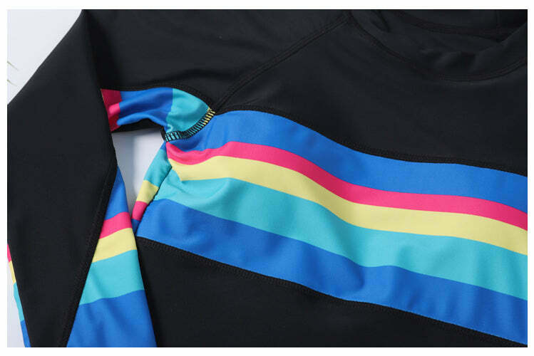 Rainbow Striped Halter Bikini Set for Y2K Fashion Enthusiasts