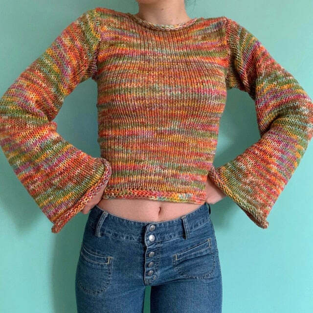 Rainbow Striped Pullover Knit Sweater - Y2K Aesthetic Coquette Style for Women's Fashion