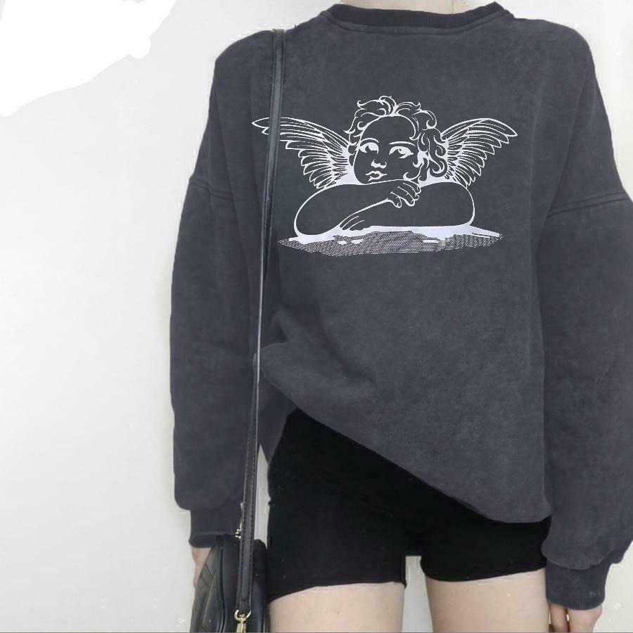 Raphael's Angel Sweatshirt - Y2K Fashion Coquette Aesthetic Grunge Style Cute Tops Pastel Goth