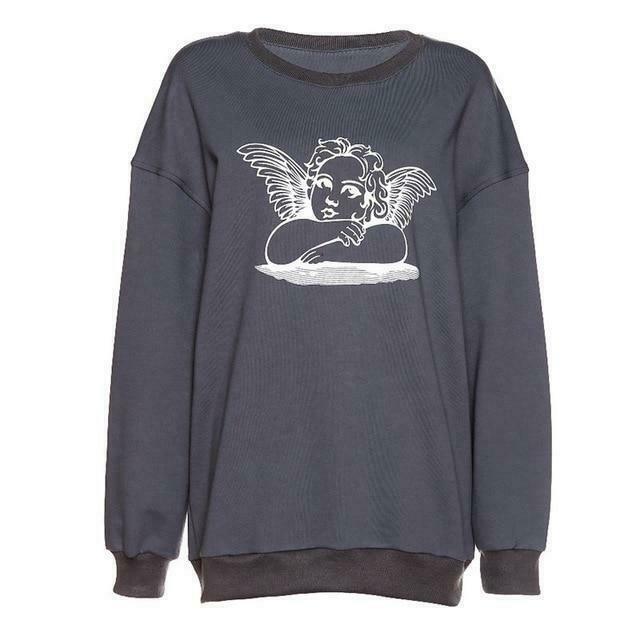 Raphael's Angel Sweatshirt - Y2K Fashion Coquette Aesthetic Grunge Style Cute Tops Pastel Goth