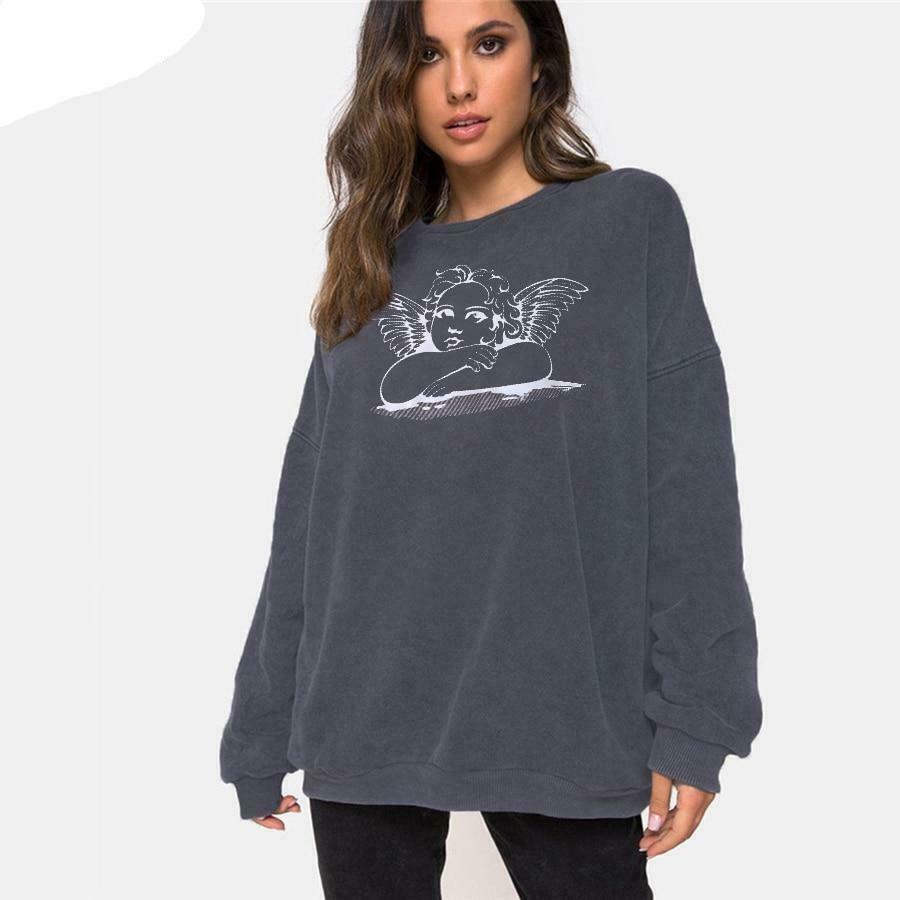 Raphael's Angel Sweatshirt - Y2K Fashion Coquette Aesthetic Grunge Style Cute Tops Pastel Goth