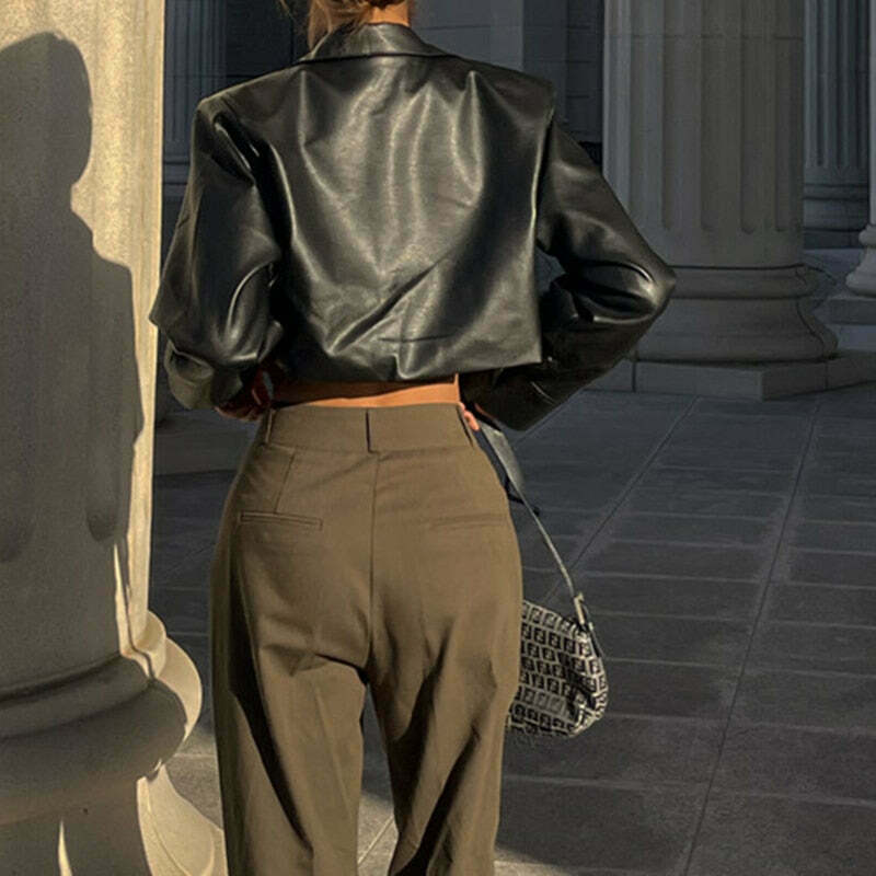 Raven's Edge Cropped Jacket - Y2K Fashion Statement with Coquette Aesthetic and Grunge Style