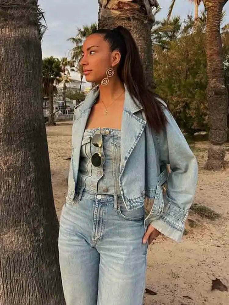 Rebel Rhythm Distressed Cropped Denim Jacket - Y2K Fashion Statement Piece