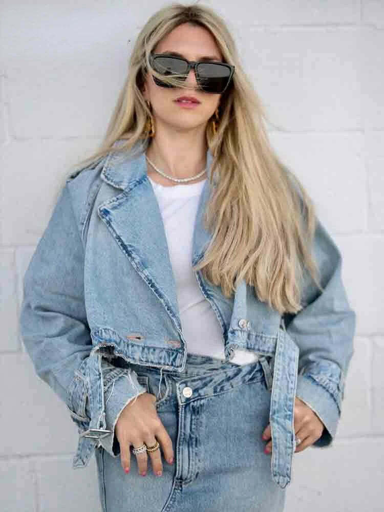 Rebel Rhythm Distressed Cropped Denim Jacket - Y2K Fashion Statement Piece