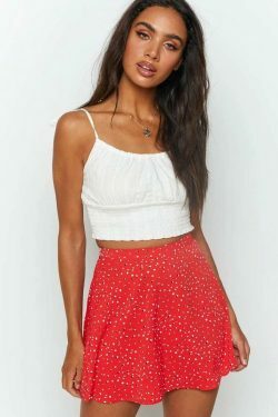 Red Rush Printed Mini Skirt - Y2K Fashion Statement with Coquette Aesthetic and Grunge Style