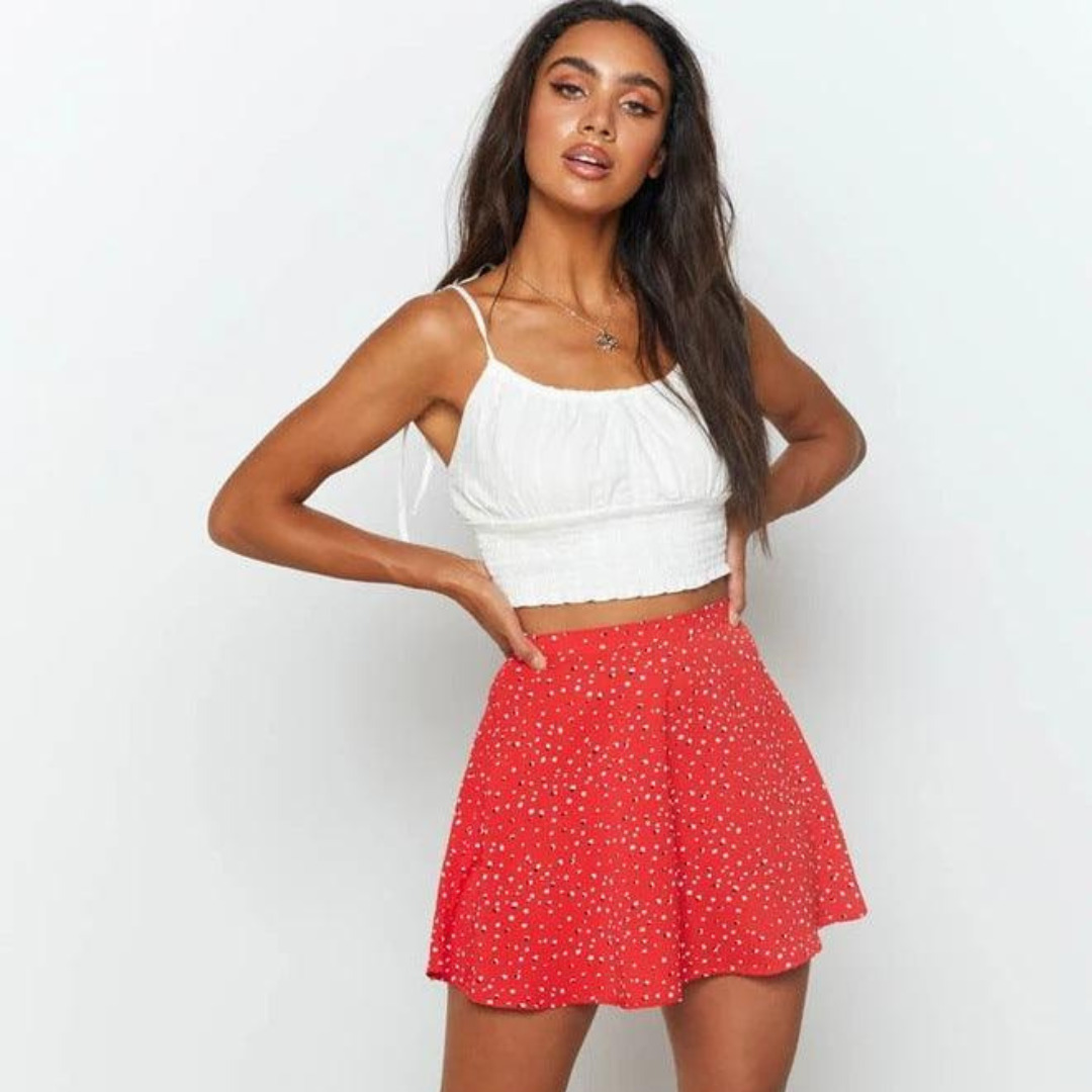 Red Rush Printed Mini Skirt - Y2K Fashion Statement with Coquette Aesthetic and Grunge Style