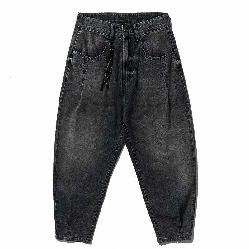 REKNAT Tapered Jeans with Keychain - Y2K Fashion Staple for Coquette Aesthetic Enthusiasts