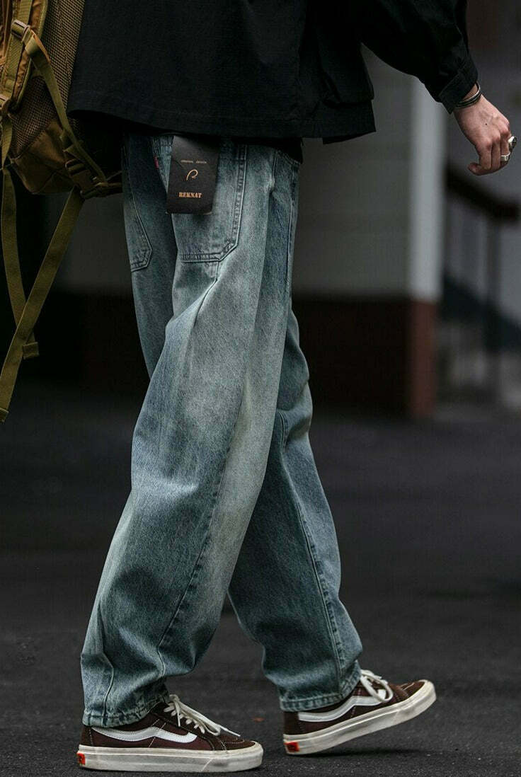 REKNAT Tapered Jeans with Keychain - Y2K Fashion Staple for Coquette Aesthetic Enthusiasts