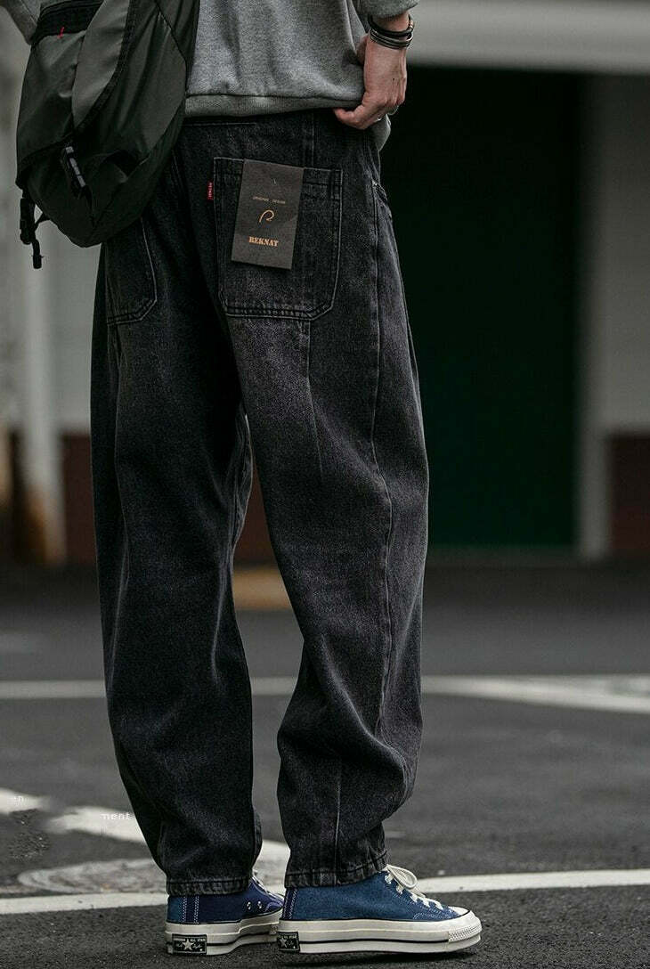 REKNAT Tapered Jeans with Keychain - Y2K Fashion Staple for Coquette Aesthetic Enthusiasts