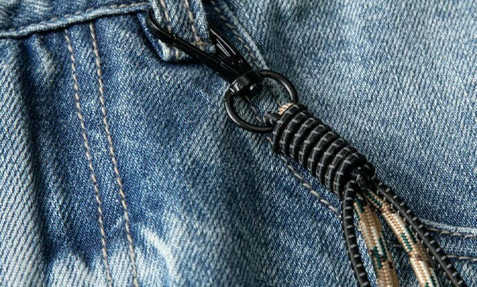 REKNAT Tapered Jeans with Keychain - Y2K Fashion Staple for Coquette Aesthetic Enthusiasts