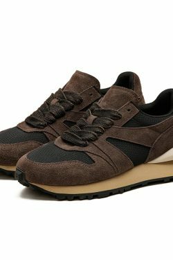 Retro Bumper Sneakers - Brown/Black, Y2K Fashion Aesthetic Shoes for Women
