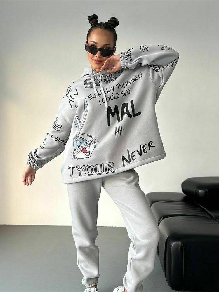 Retro Letter Bunny Hoodie - Y2K Aesthetic Fashion - Coquette Grunge Outfit
