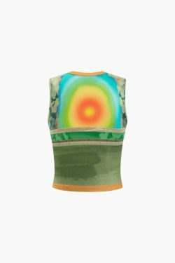Retro Statue Print Tank Top for Women - Y2K Fashion Aesthetic with Coquette and Grunge Style