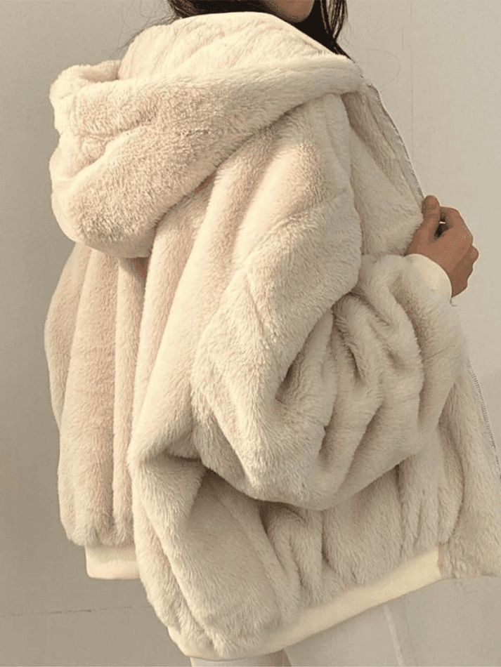 Reversible Oversize Fleece Hooded Jacket - Y2K Fashion Coquette Aesthetic Gr