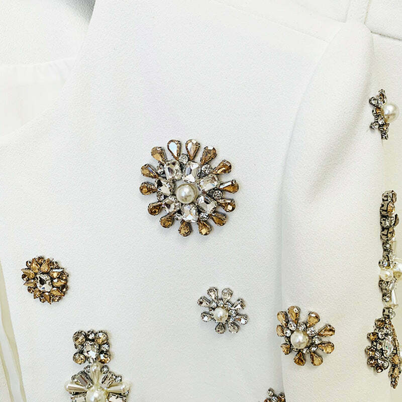 Rhinestone Short Jacket Suit for Women - Y2K Fashion Statement with Coquette Aesthetic