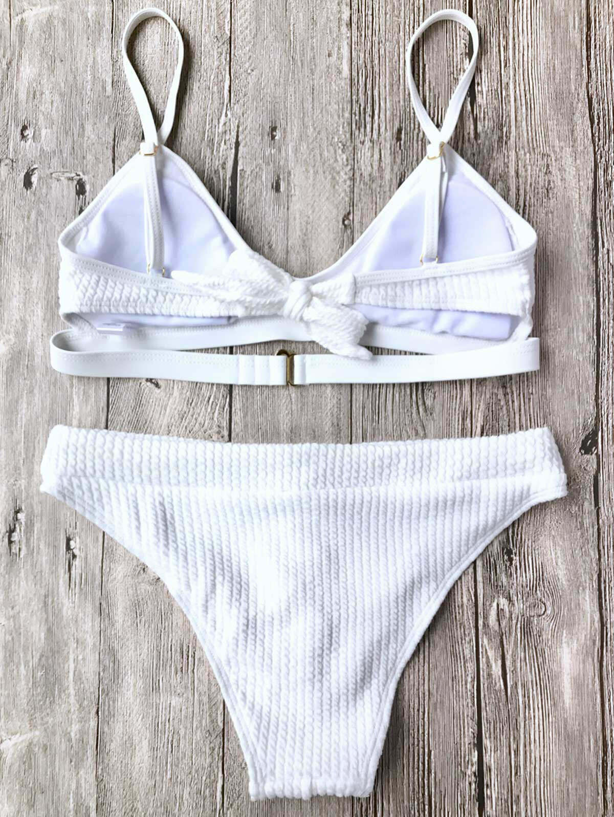 Ribbed Lace Up Bralette Bikini Set - Y2K Fashion Swimwear for Coquette Aesthetic Lovers