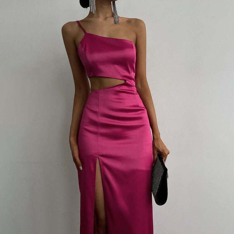 Rosette Tassels High Slit Dress - Y2K Fashion Statement with Coquette Aesthetic and Grunge Style