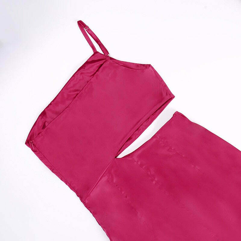 Rosette Tassels High Slit Dress - Y2K Fashion Statement with Coquette Aesthetic and Grunge Style