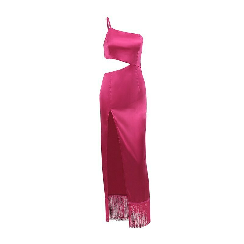 Rosette Tassels High Slit Dress - Y2K Fashion Statement with Coquette Aesthetic and Grunge Style