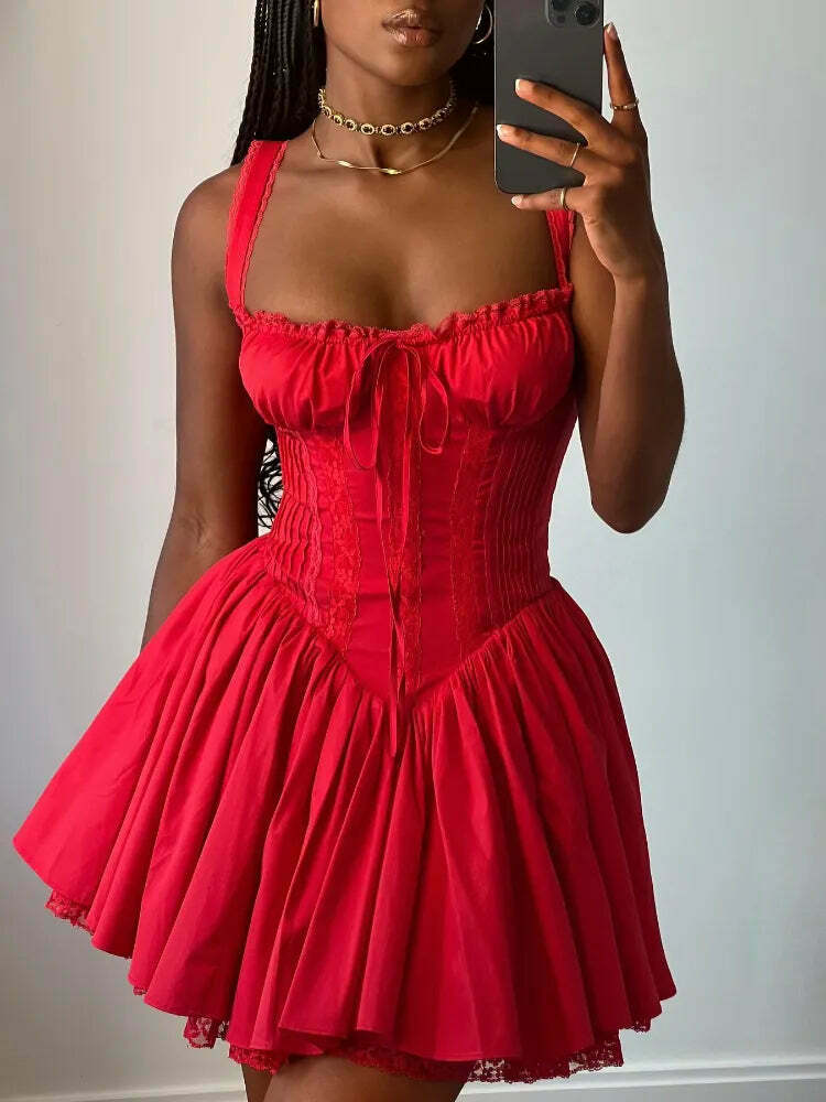 Rustic Romance Corset Mini Dress - Elegant Y2K Fashion for Women