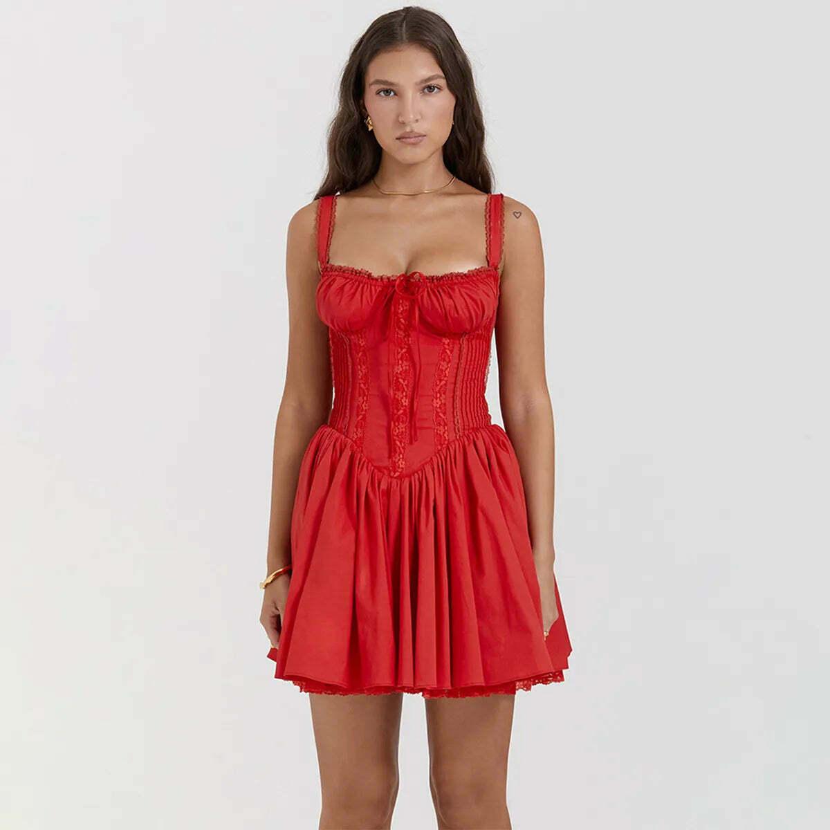 Rustic Romance Corset Mini Dress - Elegant Y2K Fashion for Women