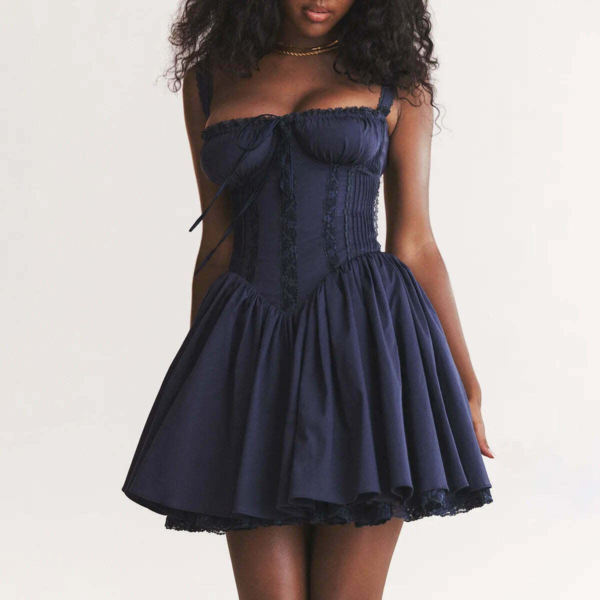 Rustic Romance Corset Mini Dress - Elegant Y2K Fashion for Women