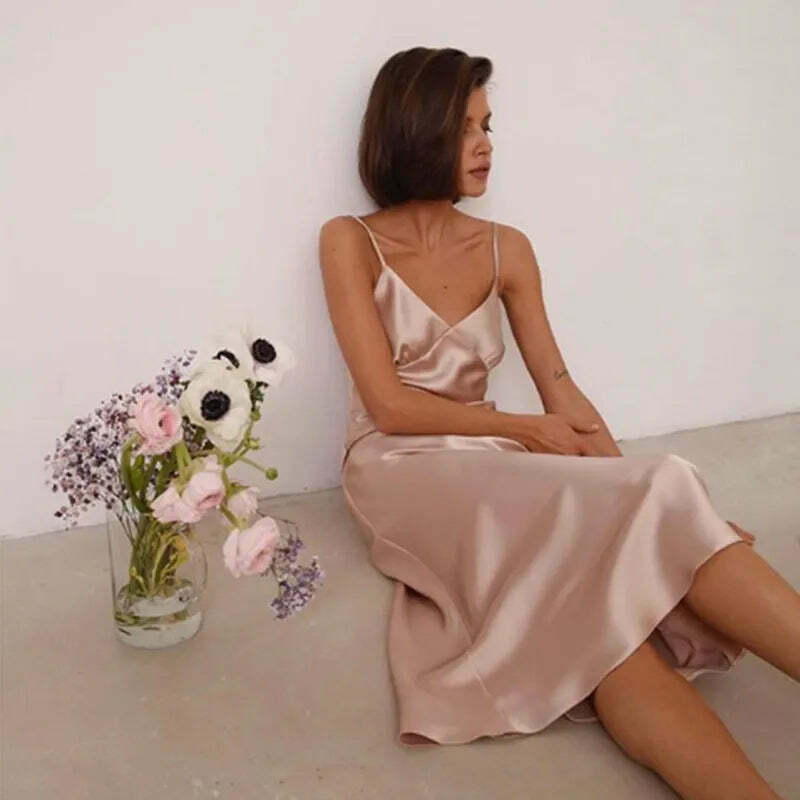 Satin Serenade Camisole Dress: Y2K Fashion Statement with Coquette Aesthetic and Grunge Style