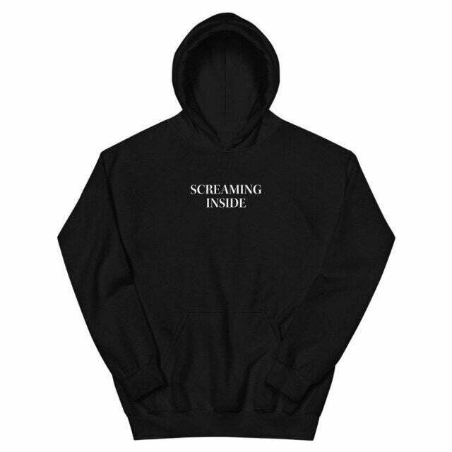Screaming Inside Grunge Hoodie - Y2K Aesthetic Coquette Style for Women
