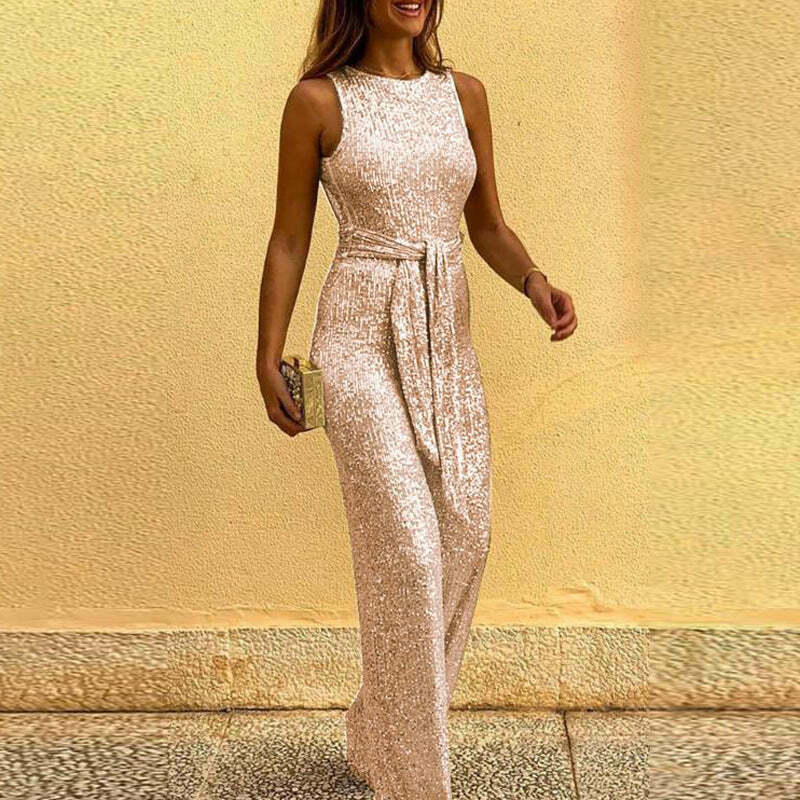 Sequined Silver Dot Jumpsuit: Y2K Fashion Sleeveless Coquette Aesthetic Outfit