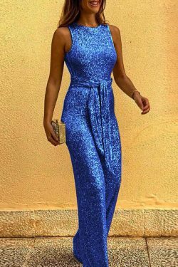 Sequined Silver Dot Jumpsuit: Y2K Fashion Sleeveless Coquette Aesthetic Outfit