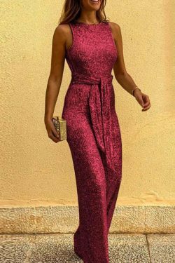 Sequined Silver Dot Jumpsuit: Y2K Fashion Sleeveless Coquette Aesthetic Outfit
