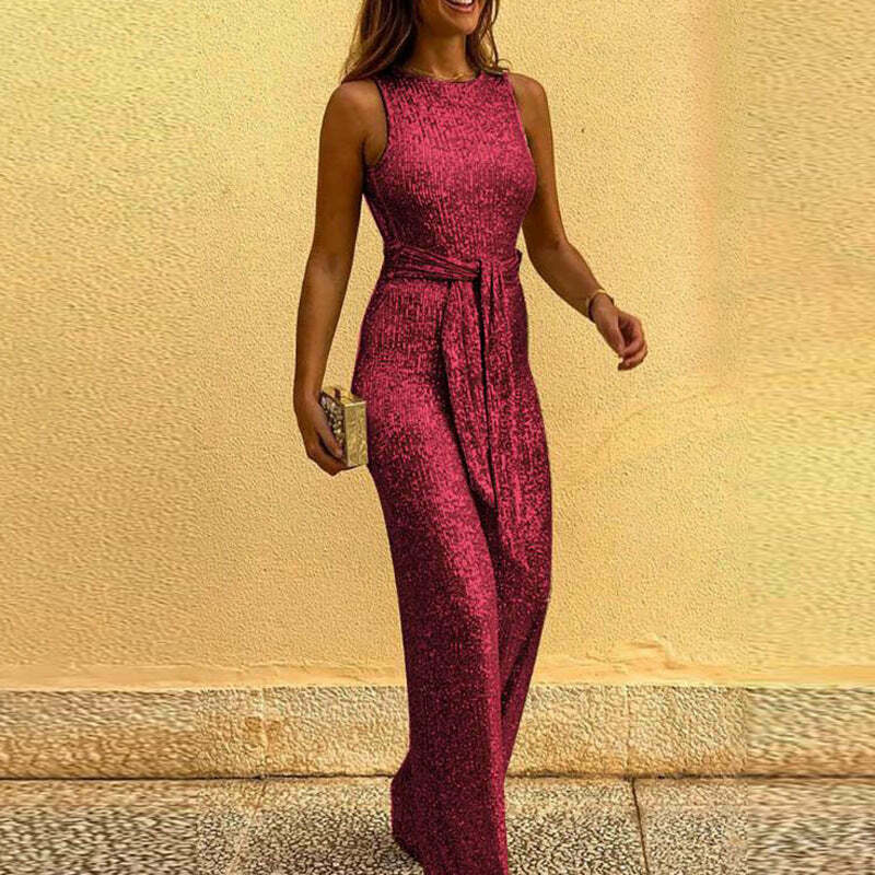 Sequined Silver Dot Jumpsuit: Y2K Fashion Sleeveless Coquette Aesthetic Outfit