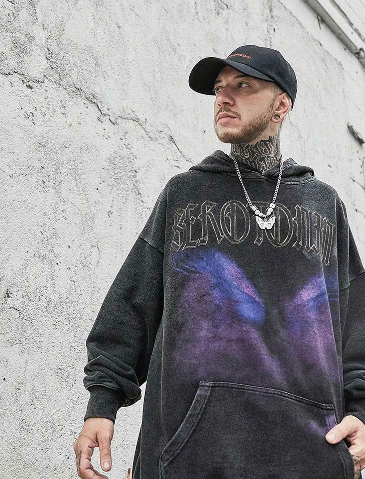 Serotonin Graphic Washed Cotton Hoodie - Y2K Aesthetic Coquette Style for Women's Fashion