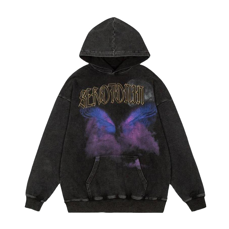 Serotonin Graphic Washed Cotton Hoodie - Y2K Aesthetic Coquette Style for Women's Fashion