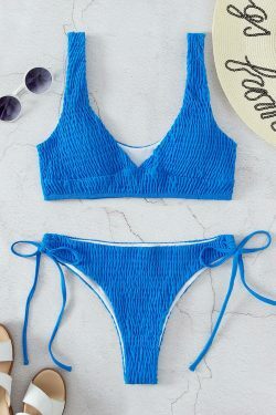 Sexy Pleats Two Piece Bikini - Y2K Fashion Swimwear for Women - Coquette Aesthetic Beach Outfit