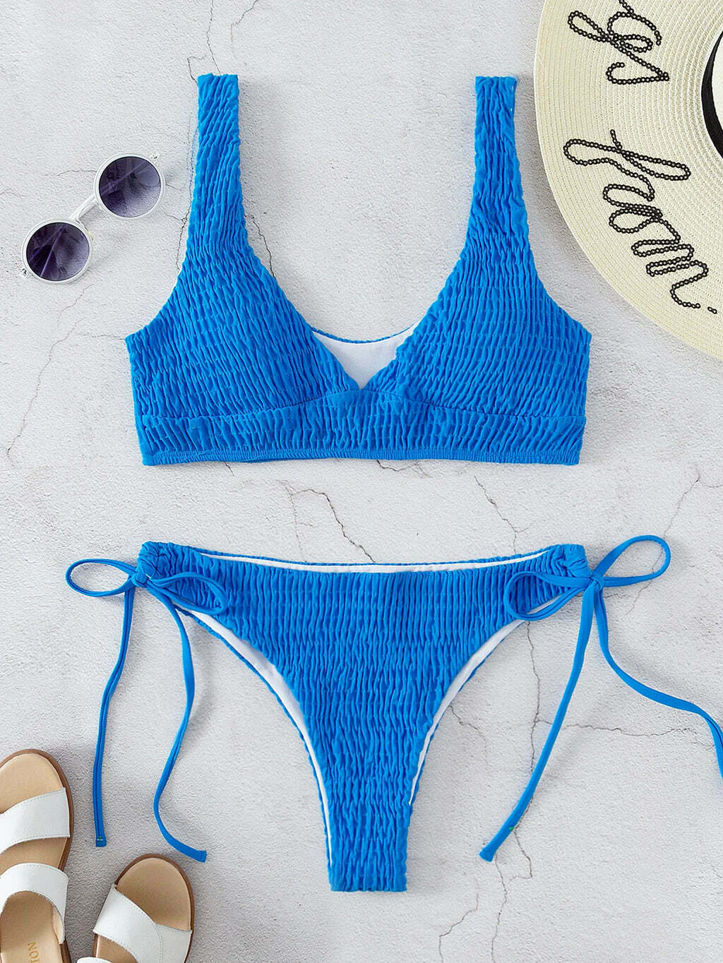 Sexy Pleats Two Piece Bikini - Y2K Fashion Swimwear for Women - Coquette Aesthetic Beach Outfit