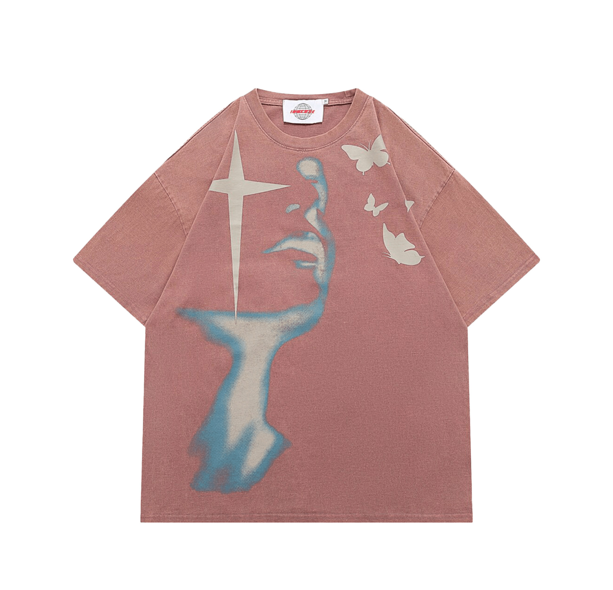 Shadow Butterflies Vintage Wash T-Shirt - Y2K Fashion Grunge Aesthetic Cute Tops Pastel Goth