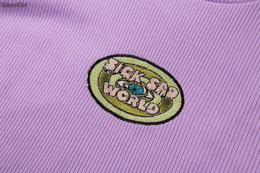 Sick Sad World Purple Turtleneck: Y2K Aesthetic Coquette Fashion Grunge Style Cute Top