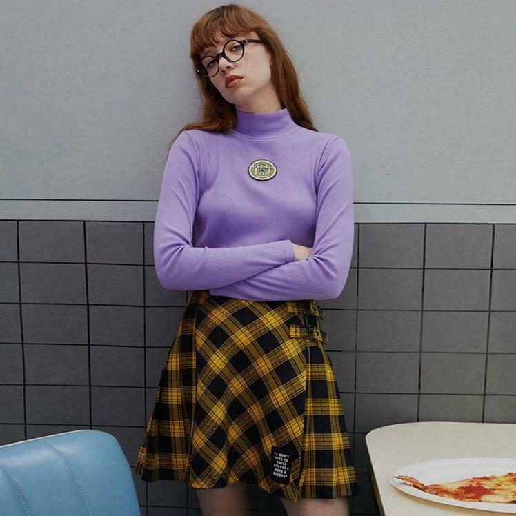 Sick Sad World Purple Turtleneck: Y2K Aesthetic Coquette Fashion Grunge Style Cute Top