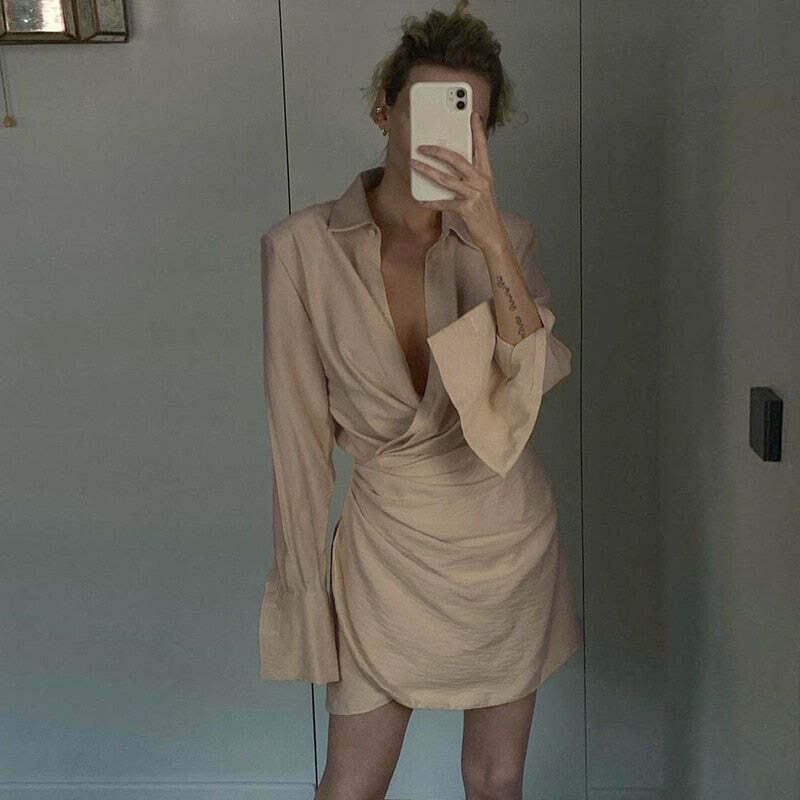 Sienna Draped Dress - Y2K Fashion Statement with Coquette & Grunge Aesthetics