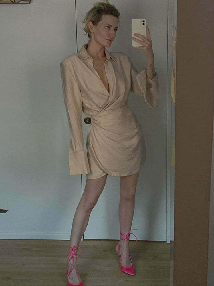 Sienna Draped Dress - Y2K Fashion Statement with Coquette & Grunge Aesthetics