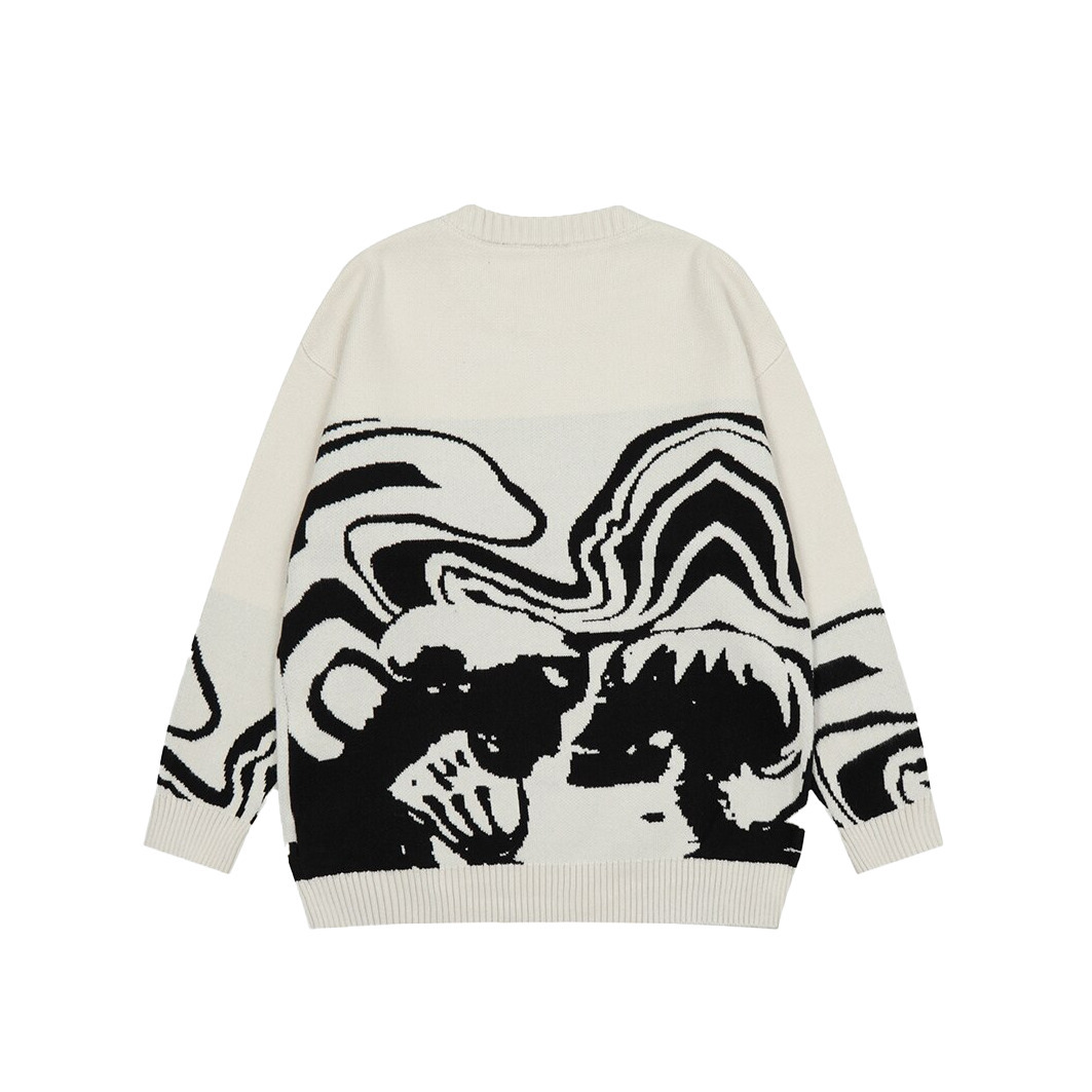 Skeleton Kiss Graphic Sweater - Y2K Aesthetic Coquette Style - Grunge Fashion Statement