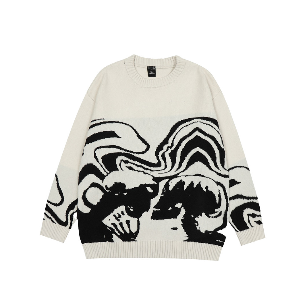Skeleton Kiss Graphic Sweater - Y2K Aesthetic Coquette Style - Grunge Fashion Statement