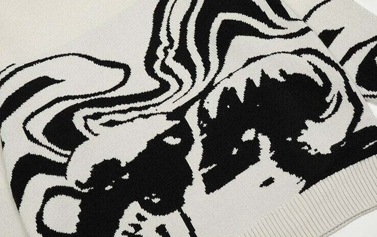 Skeleton Kiss Graphic Sweater - Y2K Aesthetic Coquette Style - Grunge Fashion Statement