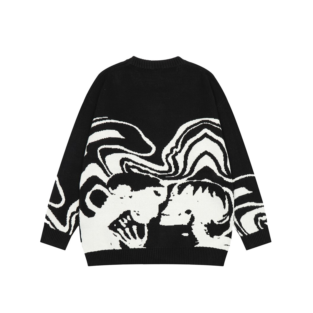 Skeleton Kiss Graphic Sweater - Y2K Aesthetic Coquette Style - Grunge Fashion Statement