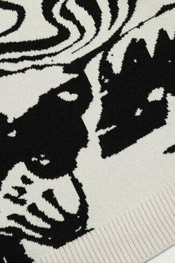Skeleton Kiss Graphic Sweater - Y2K Aesthetic Coquette Style - Grunge Fashion Statement