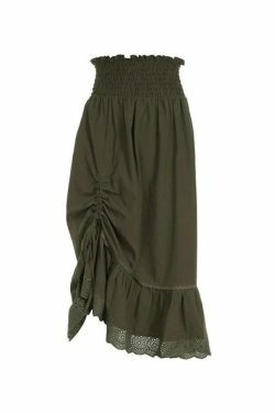 Smocked Ruched Asymmetric Maxi Skirt: Y2K Fashion with Coquette & Grunge Aesthetics