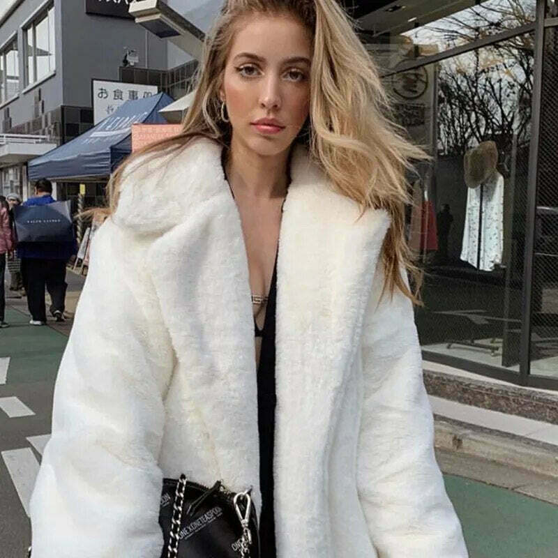 Snow Queen Elegance Faux Fur Coat - Y2K Fashion Statement for Women