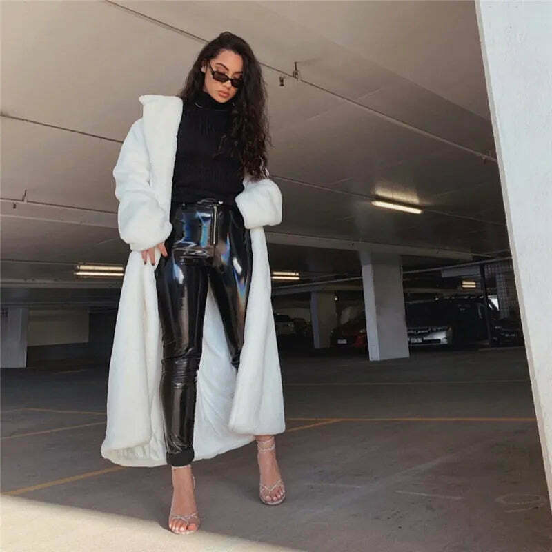 Snow Queen Elegance Faux Fur Coat - Y2K Fashion Statement for Women
